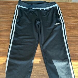 Adidas Women’s Black Joggers with White Stripes